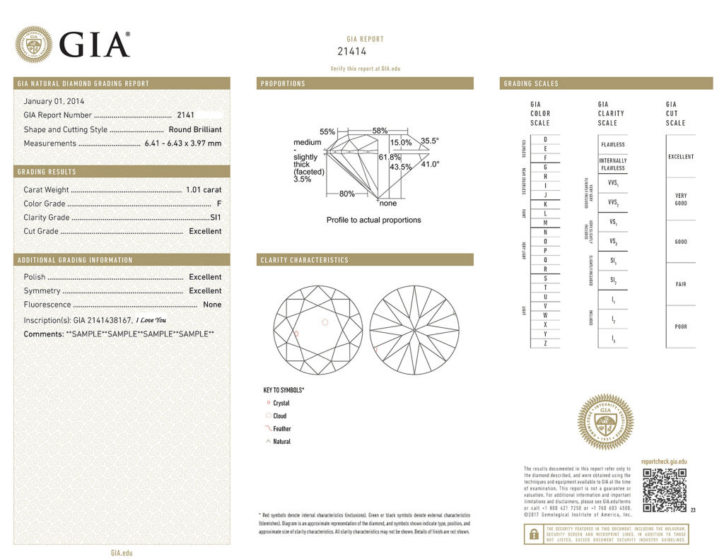 GIA Natural Diamond Certificate Example